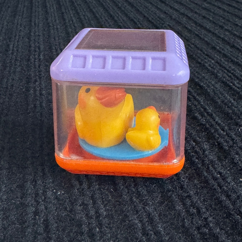 Fisher Price Peek-a-Blocks Rubber Ducky Ducks Purple Orange Baby Toy Block